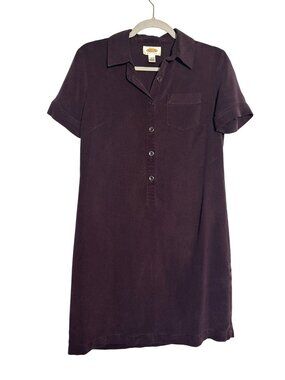 Talbots Petites Tencel Short Sleeve Button Front Shirt Dress 4P